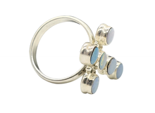 Load image into Gallery viewer, Opal Cross Ring, Size 9, Six Stone Ring, Sterling Silver, Aura Gem, Psychic Gem - GemzAustralia 