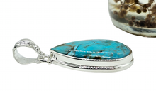 Load image into Gallery viewer, Teardrop Turquoise Pendant, December Birthstone, Sterling Silver, Blue Turquoise - GemzAustralia 