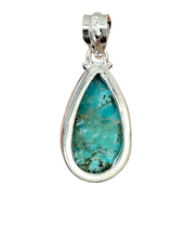 Load image into Gallery viewer, Teardrop Turquoise Pendant, December Birthstone, Sterling Silver, Blue Turquoise - GemzAustralia 