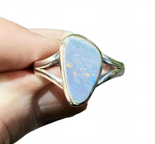 Load image into Gallery viewer, Doublet Opal Ring, Size S, October Birthstone, Australian Opal, Sterling Silver - GemzAustralia 