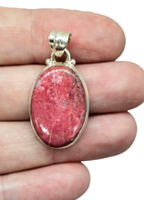 Load image into Gallery viewer, Oval Thulite Pendant, Vibrant Pink Gemstone, Pink Zoisite, Rosaline Crystal, Love Stone - GemzAustralia 