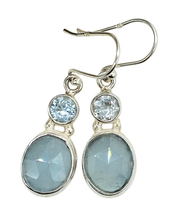 Load image into Gallery viewer, Aquamarine &amp; Blue Topaz Earrings, March and December Birthstones, Sterling Silver - GemzAustralia 