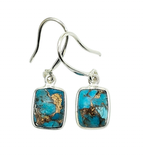 Load image into Gallery viewer, Rectangle Turquoise Earrings, December Birthstone, Sterling Silver, Protection Stone - GemzAustralia 