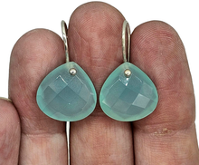 Load image into Gallery viewer, Blue Chalcedony Earrings, Pear Shaped, Sterling Silver, Ethereal soft Blue Translucence - GemzAustralia 