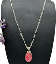 Load image into Gallery viewer, Oval Thulite Pendant, Vibrant Pink Gemstone, Pink Zoisite, Rosaline Crystal, Love Stone - GemzAustralia 