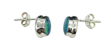 Load image into Gallery viewer, Australian Opal Studs, October Birthstone, Sterling Silver, Blue Green Opal Doublets - GemzAustralia 