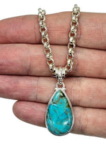 Load image into Gallery viewer, Teardrop Turquoise Pendant, December Birthstone, Sterling Silver, Blue Turquoise - GemzAustralia 