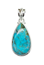 Load image into Gallery viewer, Teardrop Turquoise Pendant, December Birthstone, Sterling Silver, Blue Turquoise - GemzAustralia 