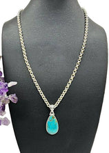 Load image into Gallery viewer, Teardrop Turquoise Pendant, December Birthstone, Sterling Silver, Blue Turquoise - GemzAustralia 