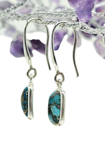 Load image into Gallery viewer, Rectangle Turquoise Earrings, December Birthstone, Sterling Silver, Protection Stone - GemzAustralia 