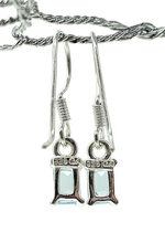 Load image into Gallery viewer, Emerald Faceted Blue Topaz Earrings, 6.2 carats, Sterling Silver, December Birthstone - GemzAustralia 