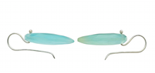 Load image into Gallery viewer, Blue Green Chalcedony Earrings, Sterling Silver, Arrowhead Design, Ethereal - GemzAustralia 