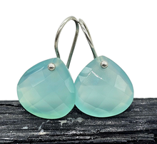 Load image into Gallery viewer, Blue Chalcedony Earrings, Pear Shaped, Sterling Silver, Ethereal soft Blue Translucence - GemzAustralia 
