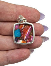 Load image into Gallery viewer, Oyster Turquoise Pendant with Pink Opal, Sterling Silver - GemzAustralia 