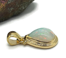 Load image into Gallery viewer, Pear Ethiopian Opal Pendant, Sterling Silver, 18K Gold Plated, October Birthstone - GemzAustralia 