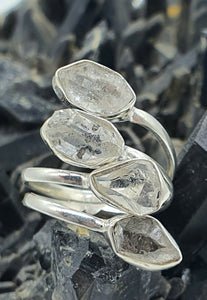 Herkimer Diamond Ring, Size 7, Sterling Silver, Double Terminated Quartz, Rough Gem - GemzAustralia 