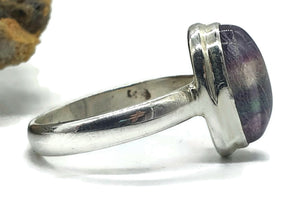 Fluorite Ring, Size 9, Sterling Silver, Oval Shape, Purple Blue Fluorite, Magical - GemzAustralia 