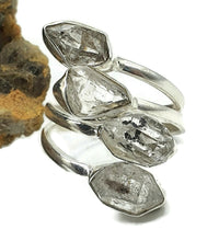 Load image into Gallery viewer, Herkimer Diamond Ring, Size 7, Sterling Silver, Double Terminated Quartz, Rough Gem - GemzAustralia 