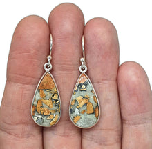 Load image into Gallery viewer, Maligano Jasper Earrings, Sterling Silver, Pear Shaped, Orange &amp; Grey Gemstone - GemzAustralia 