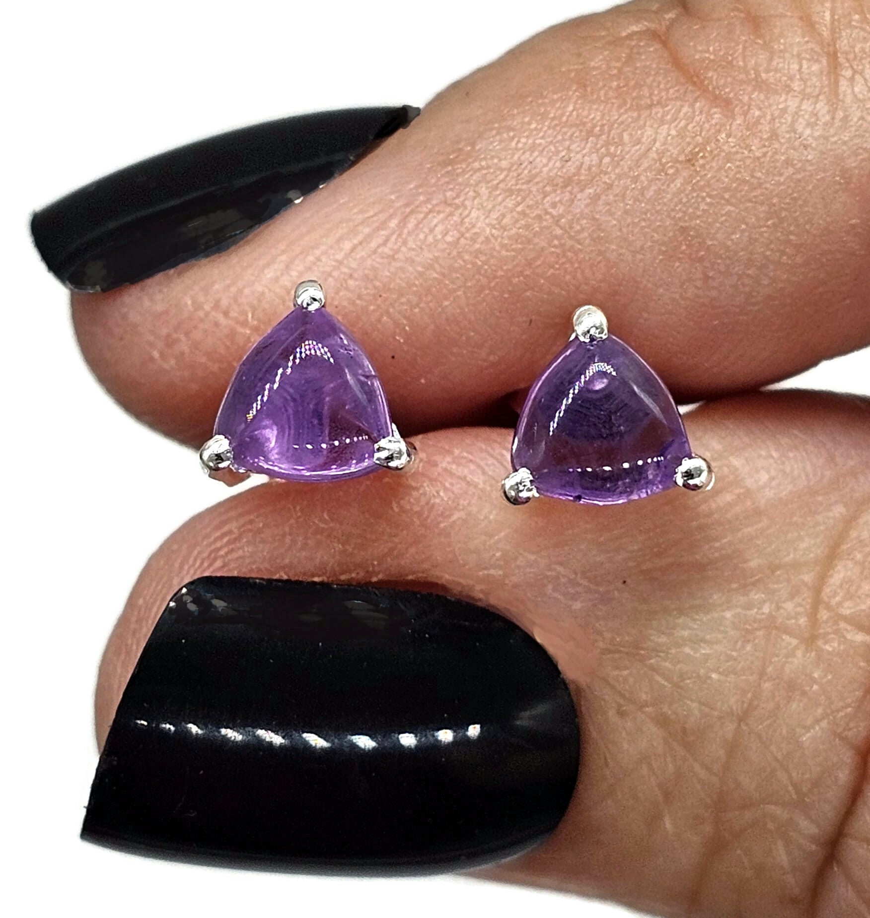 Genuine Amethyst Purple Stone store 925 Sterling Silver Studs, Amethyst Stud Earrings, Silver Stud Earrings, February Birthstone, Gemstone Earring