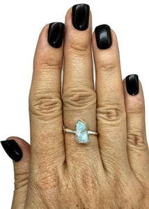 Raw Larimar Ring, Size S, Dolphin Stone, Sterling Silver, Stone of Atlantis - GemzAustralia 