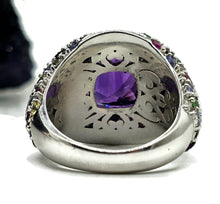 Load image into Gallery viewer, Amethyst, Tsavorite, Ruby, Blue Sapphire, Pink Sapphire &amp; Yellow Sapphire Ring, size P - GemzAustralia 