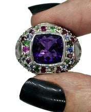 Load image into Gallery viewer, Amethyst, Tsavorite, Ruby, Blue Sapphire, Pink Sapphire &amp; Yellow Sapphire Ring, size P - GemzAustralia 