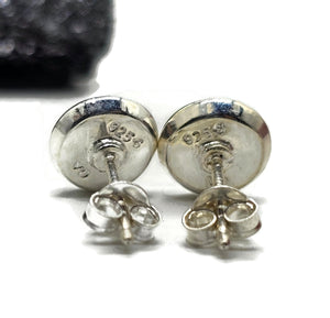 Rainbow Moonstone Stud Earrings, Sterling Silver, Round Shaped, June Birthstone - GemzAustralia 