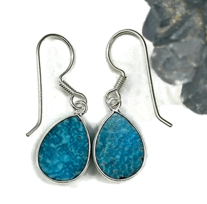 Arizona Turquoise Earrings, Sterling Silver, Pear Shaped, Protection Stone, Love Stone - GemzAustralia 