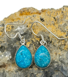 Arizona Turquoise Earrings, Sterling Silver, Pear Shaped, Protection Stone, Love Stone - GemzAustralia 