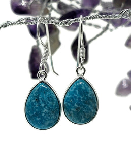 Arizona Turquoise Earrings, Sterling Silver, Pear Shaped, Protection Stone, Love Stone - GemzAustralia 