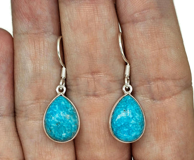Arizona Turquoise Earrings, Sterling Silver, Pear Shaped, Protection Stone, Love Stone - GemzAustralia 
