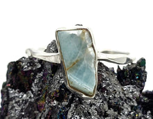 Load image into Gallery viewer, Raw Larimar Ring, Size S, Dolphin Stone, Sterling Silver, Stone of Atlantis - GemzAustralia 