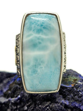 Load image into Gallery viewer, Dolphin Stone Ring, Larimar Ring, Size O, Stone of Atlantis, 925 Sterling Silver - GemzAustralia 