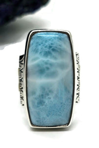 Dolphin Stone Ring, Larimar Ring, Size O, Stone of Atlantis, 925 Sterling Silver - GemzAustralia 