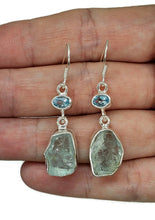 Load image into Gallery viewer, Blue Topaz &amp; Raw Aquamarine Earrings, Sterling Silver, Protection Stone, Love Stone - GemzAustralia 