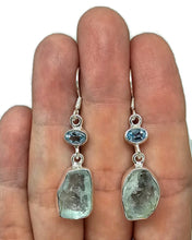 Load image into Gallery viewer, Blue Topaz &amp; Raw Aquamarine Earrings, Sterling Silver, Protection Stone, Love Stone - GemzAustralia 