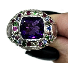 Load image into Gallery viewer, Amethyst, Tsavorite, Ruby, Blue Sapphire, Pink Sapphire &amp; Yellow Sapphire Ring, size P - GemzAustralia 