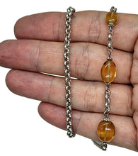 Load image into Gallery viewer, Citrine Belcher Link Chain Necklace, Rolo Chain, 47-52 cm adjustable, Gemstone Necklace - GemzAustralia 