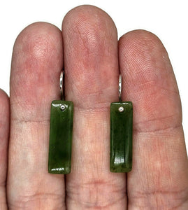 Solid Jade Earrings, Sterling Silver, Hand carved rectangles, British Columbia Nephrite Jade - GemzAustralia 