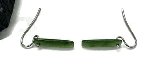 Solid Jade Earrings, Sterling Silver, Hand carved rectangles, British Columbia Nephrite Jade - GemzAustralia 