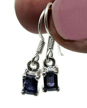 Load image into Gallery viewer, Iolite Earrings, Emerald Faceted, Sterling Silver, Water Sapphire, Blue Violet Gemstone - GemzAustralia 