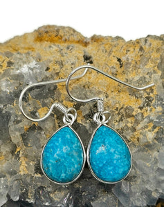 Arizona Turquoise Earrings, Sterling Silver, Pear Shaped, Protection Stone, Love Stone - GemzAustralia 