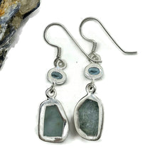 Load image into Gallery viewer, Blue Topaz &amp; Raw Aquamarine Earrings, Sterling Silver, Protection Stone, Love Stone - GemzAustralia 