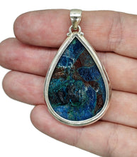 Load image into Gallery viewer, Statement Shattuckite Pendant, Sterling Silver, mix of Azurite, Chrysocolla &amp; Malachite