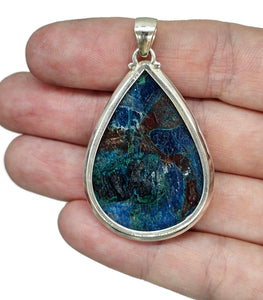 Statement Shattuckite Pendant, Sterling Silver, mix of Azurite, Chrysocolla & Malachite