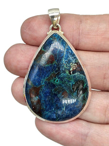 Statement Shattuckite Pendant, Sterling Silver, mix of Azurite, Chrysocolla & Malachite