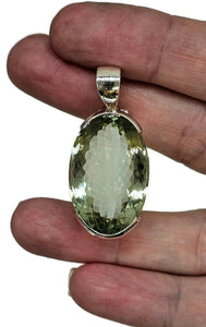 Green AMETHYST / Prasiolite Pendant, 44 carats, Oval Shaped, Sterling Silver