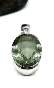 Green AMETHYST / Prasiolite Pendant, 44 carats, Oval Shaped, Sterling Silver