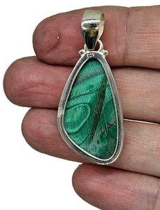 Malachite Pendant, Sterling Silver, Ravishing Rich Green Gemstone, Visionary Stone